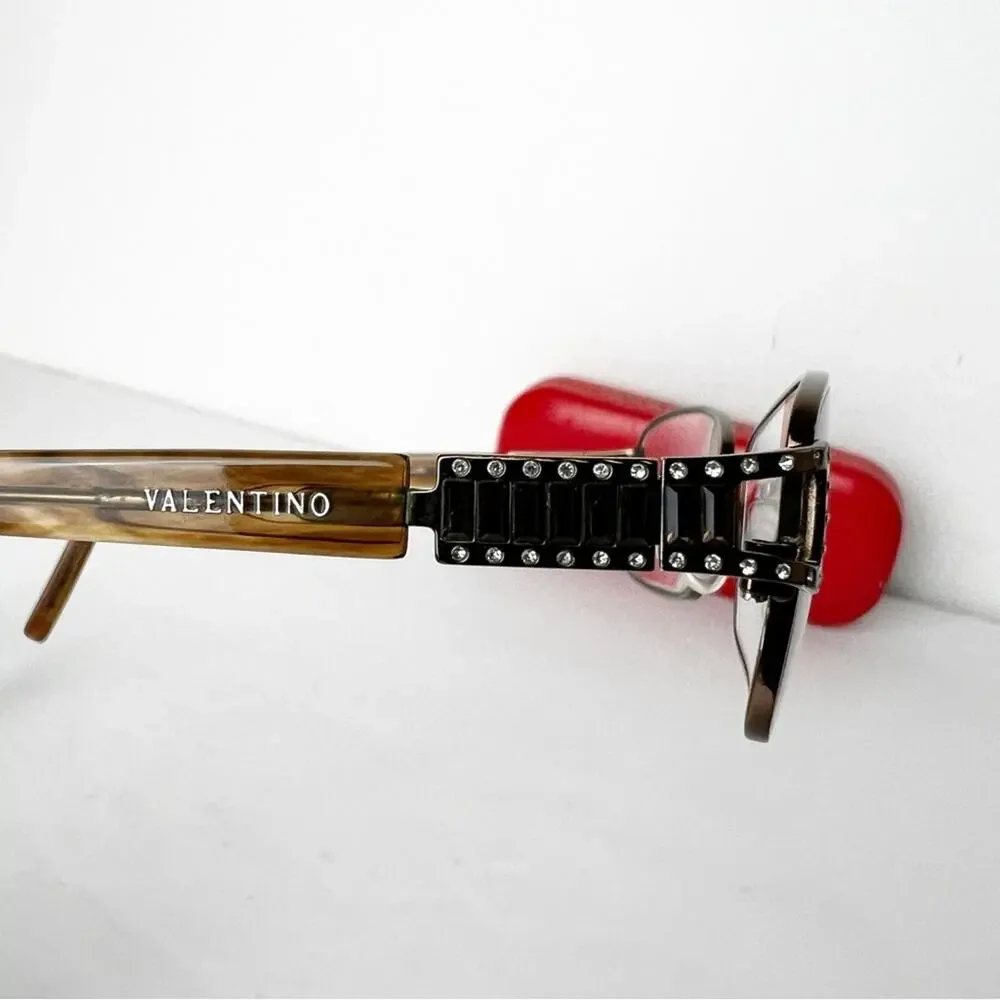Valentino Frame Glasses Tortoise Diamond Stud Style